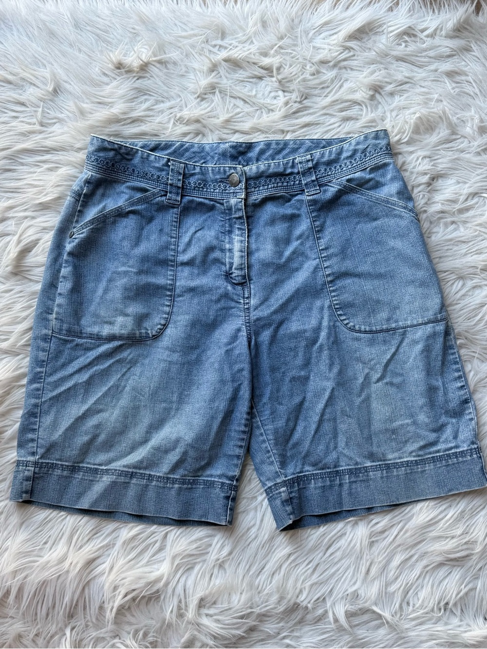 Vintage Woolrich Light Blue Denim Jean Chambray Bermuda Shorts Jorts Relaxed